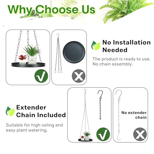 Shinehola 2 Pack Hanging Planters for Indoor Outdoor Plants 9", Plant Hanger Indoor | Metal Hanging Plant Holder, Hanging Planter Shelf, No Plant/Pot Included - size: 1-Tier