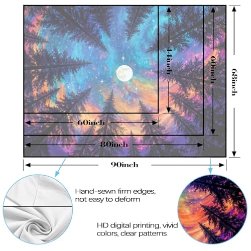 Wegklazax Celestial Forest Sky Tapestry, Artistic Fantasy Wall Art for Room Decor, Vibrant Night Home Decor 60" L x 44" W - color: Blue Purple, size: 60"L x 44"W