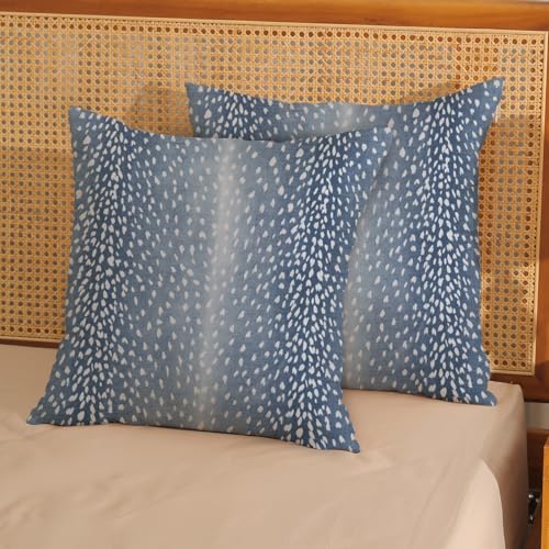 Antelope Pillow Covers 18x18 Inches Pack Of 2,Navy Blue Animal Skin Print Throw Pillow Cover Modern Antelope Decorative Pillowcase Farmhouse Linen Cushion Cover For Home Couch Sofa Outdoor Decor - color: Antelope-navy Blue, size: 18" x 18" (Pack of 2)