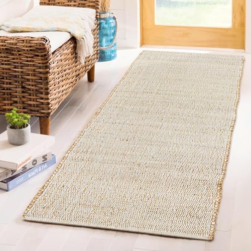 Jute Cotton Area Runner 2x6 ft - Rectangle Hand Woven Natural Farmhouse Rug for Living Room, Bedroom Kitchen - Rustic Vintage Bohemian Eco-Friendly Home Décor Natural Boho Rugs - size: 2' x 6' (Rectangular)