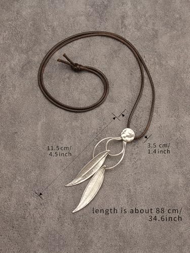 Leather Necklace for Women Long Boho Pendant Hippie Choker Necklace Bohemian Layered Leather Rope Wooden Jewelry Gifts - style: Chunky Circle Necklace