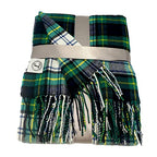 CHEF L HOME & KITCHEN Throw Blanket Green Plaid with Tassels/Fringe- 60" x 50" - color: Green
