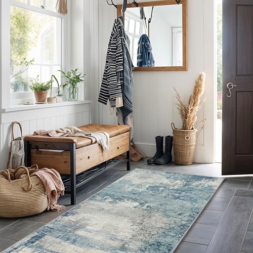 Rug Runners Abstract 2x6 - Washable Hallway Runner Rugs Non Slip Kitchen Carpet Low Pile Soft Indoor Floor Mat Front Door for Bedroom Entryway Laundry 2x6 Blue - color: Blue, size: 2' x 6' (Rectangular)