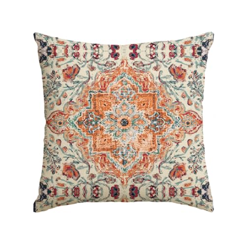 AVOIN colorlife Boho Aesthetic Throw Pillow Cover, 18 x 18 Inch Bohemia Ethnic Style Carpet Pattern Farmhouse Cushion Case for Sofa Couch - size: 18" x 18" (Pack of 1)