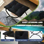 15" Foldable Foot Stool Ottoman with Metal Frame - Washable Black Upholstered Indoor/Outdoor Footrest for Living Room, Bedroom, Patio - Space-Saving Compact Design - color: Black