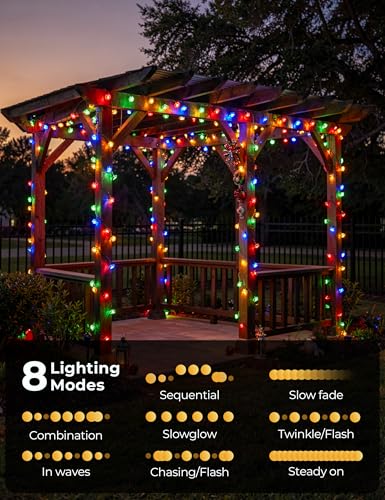 Brightown 2 Pack Solar String Lights Outdoor Waterproof, Total 46FT 100 LED Multicolor Flower Fairy Lights for Christmas Yard Garden Tree Patio Lawn Holiday Outdoor Decor - color: Multicolor, size: 2 Pack