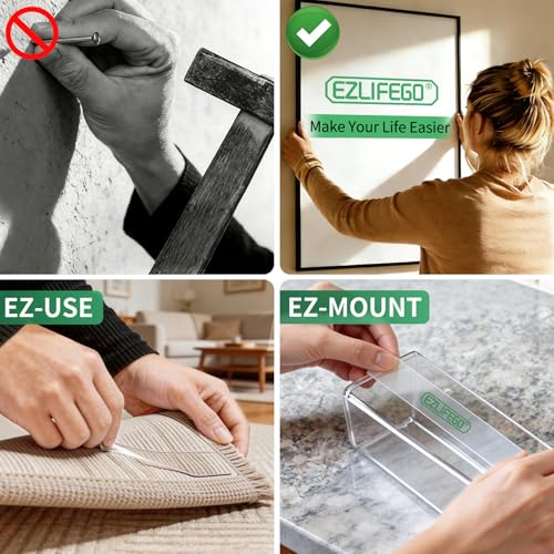 EZlifego Double Sided Tape Heavy Duty, Nano Double Sided Adhesive Tape, Clear Mounting Tape Picture Hanging Adhesive Strips (9.85FT) - size: 9.85 Feet