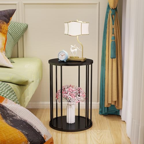 Plant Stand Indoor,small plant stool,Flower Pot Corner stand holder,Mid Century Heavy Duty Metal Tall Home Decor,Modern Round End Table,Small Rustic Display Stand for Living Room,Bedroom(Black,18In) - color: 45cm black