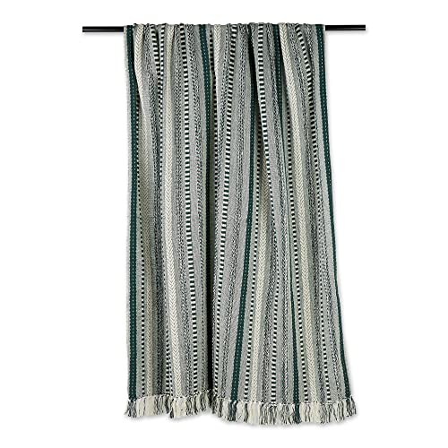 DII Braided Striped Decorative Throw Blanket, 50x60, Dark Green - color: Dark Green
