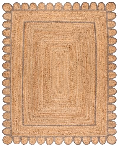 SAFAVIEH Area Rug 8x10 - Natural Fiber Collection - Large - Natural & Grey, Handmade Jute, Ideal for Living Room, Bedroom, Dining Space (NFB125F) - color: Natural/Grey, size: 8' x 10' (Rectangular)
