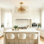 Modern Sputnik Chandelier Ceiling Light Fixture,4-Light Gold Semi Flush Mount Ceiling Light,20in Solid Metal Starburst Satellite Urchin Chandelier for Entry Dining Room Bedroom Kitchen Foyer - color: Gold 20" 4-Light