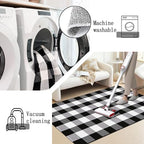 Buffalo Plaid Rug 3'x5' Black and White Checkered Rug Front Door Mat Outdoor Cotton Washable Front Porch Rug Layered Doormats for Front Porch/Farmhouse/Entryway - size: 3'x 5'