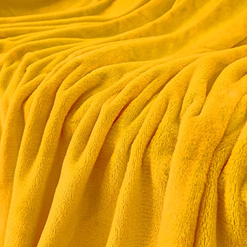 JIAHANNHA Mustard Yellow Throw Blanket Fleece Blanket 50"x60",Super Soft Cozy Plush Throw Blanket for Couch Sofa Bed,Warm and Lightweight Bed Blankets for Adults - color: Mustard Yellow, size: Throw(50"×60")