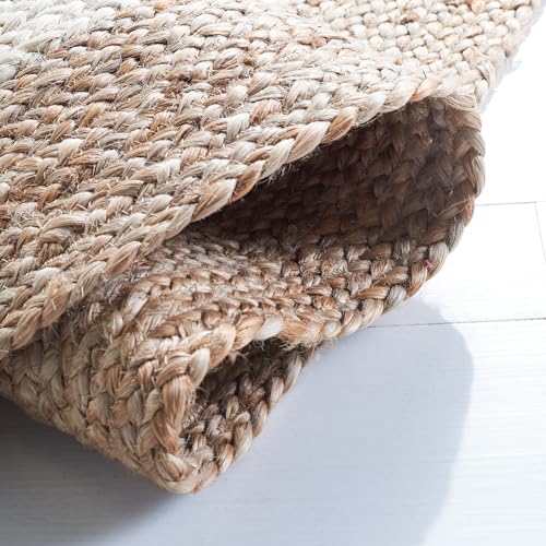 SAFAVIEH Natural Fiber Collection Area Rug - 2'6" x 4' Oval, Ivory & Natural Brown, Handmade Jute, Braided Border Design (NF801M) - color: Ivory/Natural, size: 2'6" x 4' (Oval)