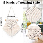WILLBOND 5 Pcs Mini Macrame Wall Hanging Decor Boho Summer Handmade Woven Tapestry Tassel Wall Hanging Ornaments Christmas Tree Ornaments for Apartment Room Home Office Summer Christmas Decoration