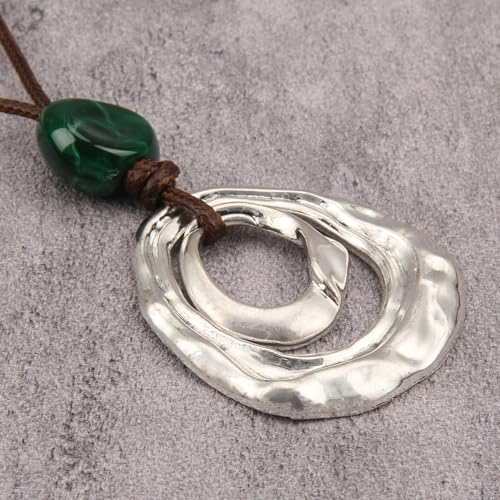 Leather Necklace for Women Long Boho Pendant Hippie Choker Necklace Bohemian Layered Leather Rope Wooden Jewelry Gifts - style: Long Chunky Boho Necklace