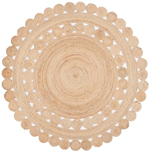 SAFAVIEH Natural Fiber Collection Area Rug - 11' Round, Natural, Handmade Boho Country Charm Jute, Ideal for High Traffic Areas in Living Room, Bedroom (NFB308A) - size: 11' (Round)