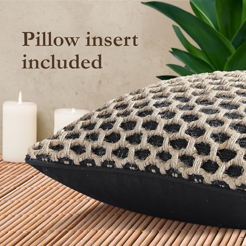 Boho Living 18x18 Black Throw Pillow Covers with Pillow Insert Included, Pack of 1 - color: Black, size: (1) 18" x 18" Pillow Cover With Insert