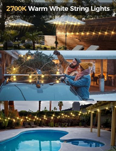 XMCOSY+ Patio Lights, Smart 50Ft Outdoor String Lights with 25 Dimmable G40 Globe Bulbs, APP Control, Work with Alexa, Connectable Waterproof LED Outdoor Light - size: 50FT(25 Sockets)+Smart Controller