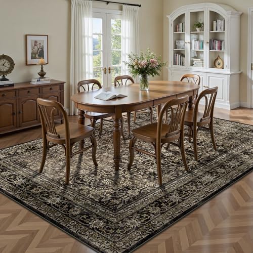 5x7 Area Rugs - Washable Vintage Retro Living Room Rug, Soft Ultra Thin Non Slip Low Pile Traditional Distressed Boho Carpet for Bedroom Dining Room Nursery Home Office, Brown - color: C-vintage Brown, size: 5x7
