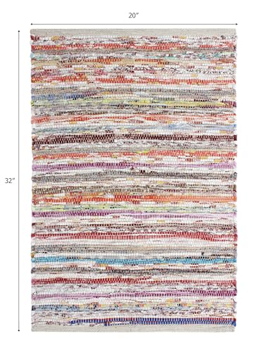 COTTON CRAFT Cotton Chindi Rag Rug - 2 Pack - Boho Farmhouse Rustic Area Accent Throw Rug - Handwoven Reversible Natural Recycled Yarn - Living Room Den Study Home Décor Gift -20 x 32 in - Multi Color - color: Multi Color - 2 Pack, size: 1'8" x 2'8" (Rect