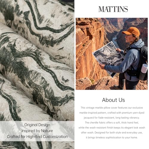 MATTINS Neutral Marble Pillow Covers 18x18 Set of 2, Modern Textured Throw Pillow Covers, Luxury Farmhouse Olive Green Pillow Cover, Boho Patterned Decorative Pillow Cover for Couch Sofa Bed Gift Pack - color: Olive Green, size: 18" x 18" (Pack of 2)