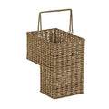 Household Essentials Handwoven Seagrass and Corn Husk Wicker Stair Basket with Iron Frame and Handles, Natural - style: Seagrass