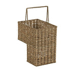 Household Essentials Handwoven Seagrass and Corn Husk Wicker Stair Basket with Iron Frame and Handles, Natural - style: Seagrass