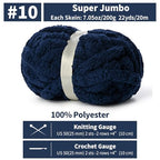 10 Pack Jumbo Chenille Yarn for Crocheting, #10 Super Bulky Baby Soft Yarn for Hand Knitting, 220 yds /70.5 oz Fluffy Chunky Knit Throw Blanket Yarn (Denim Blue) - color: Denim Blue