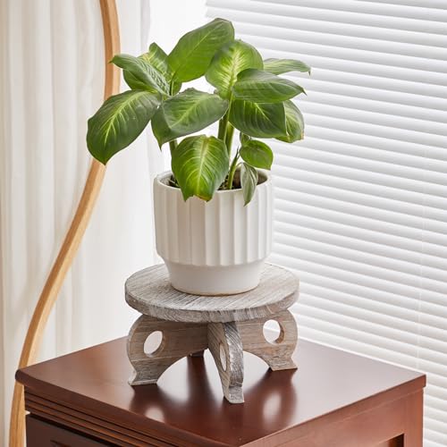 Plant Stools Indoor Wooden Stool for Plants Flower Display with Stand Farmhouse Indoor Small Plant Stand Riser Round Display Stands - color: White, size: Wood