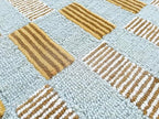 Hand Tufted Wool Rug with Scalloped Edges, Light Blue Plaid Pattern, Soft Area Rug for Living Room, Bedroom, and Nursery, Handmade Modern Accent Rug, Meadow Sky, 8'x10' - size: 8' x 10' (Rectangular)