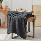 EMME Cotton Muslin Throw Blanket Couch Breathable Gauze Blanket Soft Lightweight Blankets Adults (Black, 50"x60") - color: 18 - Black, size: Throw (50" x 60")