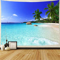 Racunbula Ocean Beach Wall Tapestry - Tropical Paradise with Coconut and Palm Trees for Home Decor - size: 78.7"L x 59.1"W