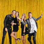 2 Pack 3.2ft x 8.2ft Gold Metallic Foil Curtains, Big Laser Glitter Fringe Rain Curtain Photo Booth Backdrop Tinsel Curtain Streamer for Birthday Wedding Graduations Christmas Event Party Supplies - color: Gold