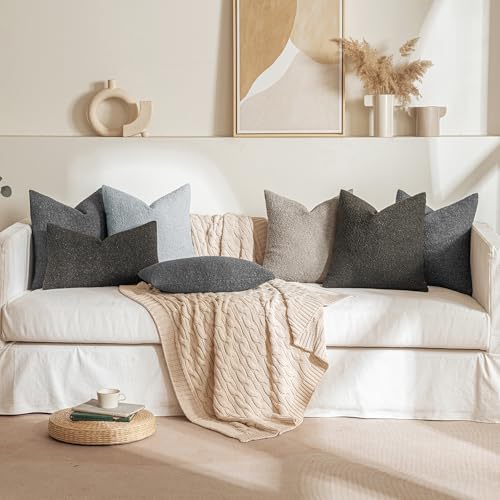 MIULEE 18x18 Inch Decorative Pillow Covers for Couch Bed Set of 2 Textured Boucle Neutral Throw Pillow Covers Dark Coffee Brown Accent Solid Pillowcases Sofa Living Room Home Decor - color: Dark Coffee, size: 18" x 18" (Pack of 2)