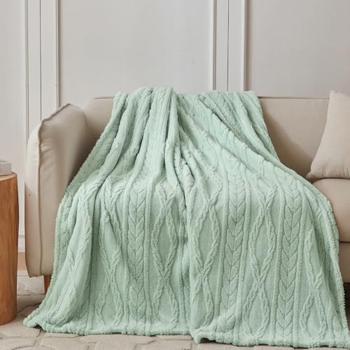 COOVA Sage Green Fleece Throw Blanket for Couch - Super Soft Cozy Plush Fuzzy Blanket for Sofa,Premium Sherpa Warm Throw for Women,Bed,Chair,50x60 Inches - color: Sage Green, size: 50“x60”