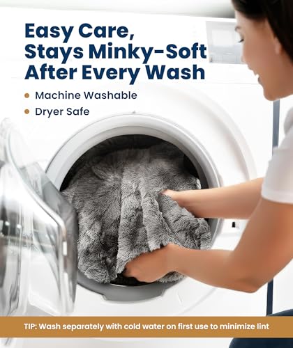 Everlasting Comfort Gray Faux Fur Throw Blanket for Couch – 50"x65" Minky Plush & Fluffy Throw, Soft Cozy Cover for Bed, Sofa & Living Room Home Decor (Pack of 2) - color: Gray (Pack of 2)