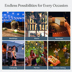 Brightech Ambience Pro Incandescent Outdoor String Lights - Commercial Grade Waterproof Patio Lights with 48 Ft Dimmable Edison Bulbs, Porch String Lights for Patio, Backyard - 15 Bulbs 11W - size: 48 FT - 15 Bulbs