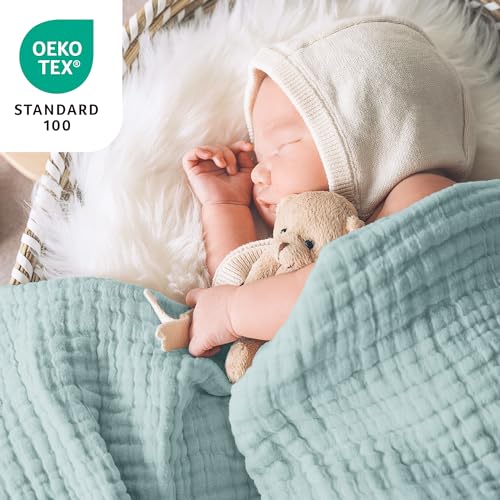 Love's cabin 100% Cotton Muslin Blanket, 6 Layer Lightweight Breathable Gauze Twin Size Blanket 60 x 80 Inches, Soft Summer Blanket for Bed or Couch, Cyan - color: Cyan, size: Twin(60"x80")