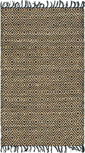 Unique Loom Braided Jute Collection Area Rug - Assam (3' 3" x 5' 1" Rectangle, Black/ Natural) - color: Black/Natural, size: 3'3" x 5'1" (Rectangular)