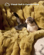 Ultra Soft Cozy Faux Fur Throw Blanket, Fuzzy Plush Thick Bubble Blanket, Oversize Luxury Fluffy Blanket for Couch, Bed, and Living Room, 60x80 Inches, Dark Yellow - color: Bubble Dark Yellow, size: Twin