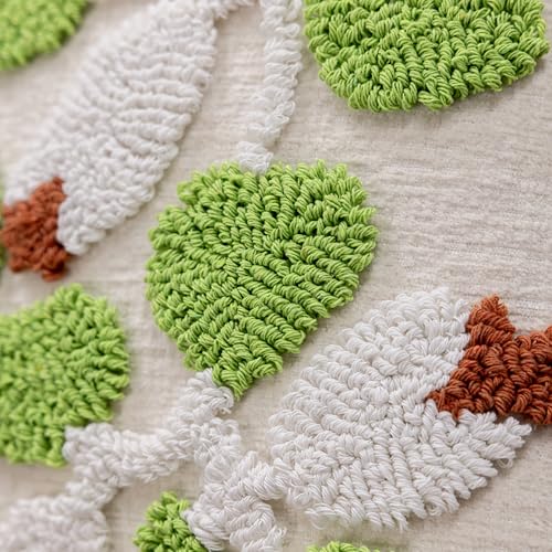 Summer Floral Throw Pillow Covers 18x18 Inch Set of 2, Chenille Embroidered Pillowcase with 3D Tufted White Flowers and Green Leaves, Boho Decorative Cushion Covers for Couch Sofa Bed - color: Green, size: 18" x 18" (Pack of 2)
