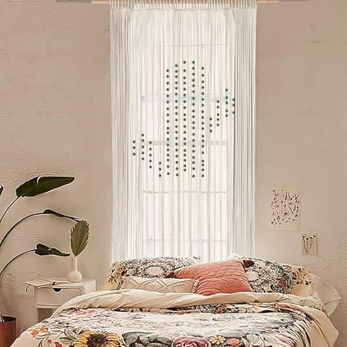 Flber Macrame Curtain Boho Window Curtain Doorway Macrame Wall Decor Yarn Art Moder Bedroom Headboard Decor,31" W x 70" L - color: Ivory4