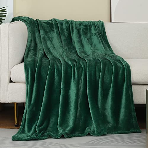 Forest Green Flannel Fleece Throw Blanket Throw Size(50 by 60 Inches),Green Throw Blanket for Couch Sofa Bed 280GSM,Super Soft Plush Cozy and Lightweight Warm Bed Blanket for All Season - color: Green, size: Throw(50"×60")