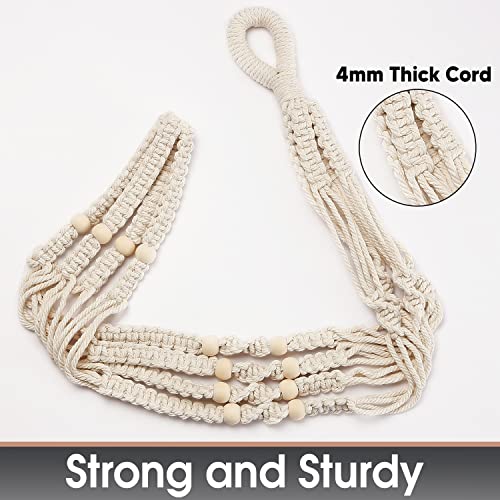 43 Inches Macrame Planter Hanger Large for 12 inch Pot + Swag Hook (Extra Long & Big) | Large Hanging Planter for Indoor Plants | No Tassel, Cotton Rope, NO Pot/Plant Included (Beige)(XL) - color: Beige