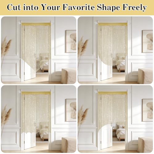 2 Pack 39 x 79 Inch String Curtains for Doorway, Home Decor Sequin Glitter String Curtain Boho Doors Tassel for Windows, Closet, Living Room, Bedroom, Hallway, Party (Champagne) - color: Champagne