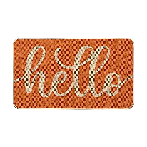 Artoid Mode Orange Hello Fall Doormat, Autumn Home Decor Low-Profile Switch Rug Door Mat Floor Mat for Indoor Outdoor 17x29 Inch - color: Orange, size: 17" x 29"
