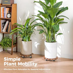 Bamworld Plant Stand with Wheels Plant Caddy Outdoor 4 Pack 12in Rolling Planter Caddy with Swiveling and Lockable Caster for Indoor Patio Plant Dolly Wood Wheeled Mobile Roller - size: 12inch-4 pack