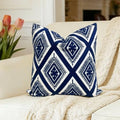 Slow Cow Embroidery Navy Blue Pillow Covers Cushion Covers Invisible Zipper for Living Room 18 x18 Inch - color: Navy Eyes, size: 18" x 18" (Pack of 1)
