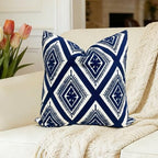 Slow Cow Embroidery Navy Blue Pillow Covers Cushion Covers Invisible Zipper for Living Room 18 x18 Inch - color: Navy Eyes, size: 18" x 18" (Pack of 1)